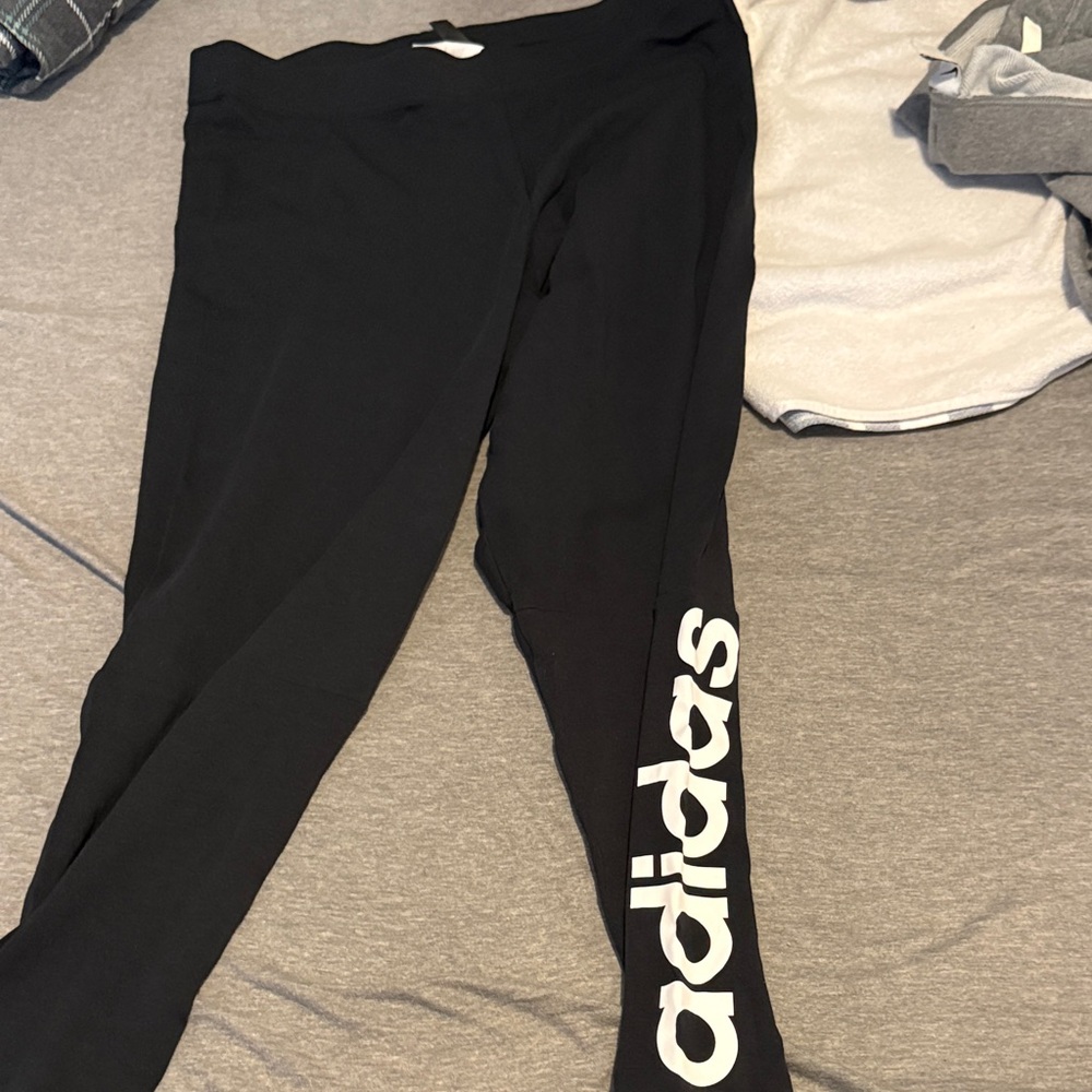 Adidas Women’s Black Leggings with White Logo